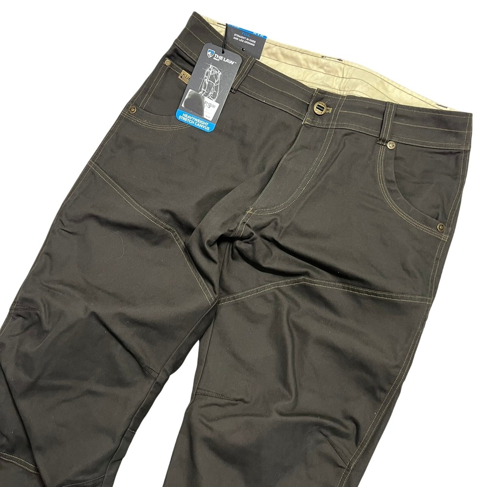 KUHL The Law Full Fit Pants 35x30 Espresso Brown Heavyweight Stretch Canvas *NEW